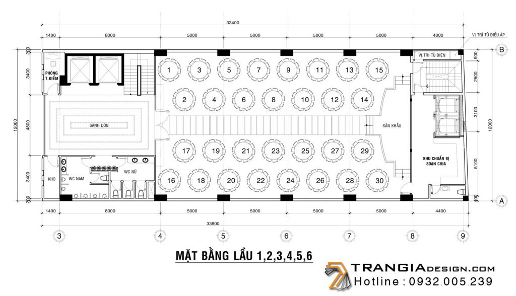 Thiết kế nhà hàng tiệc cưới hiện đại sang trọng