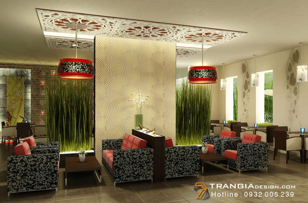 thiết kế cafe sân vườn không gian mở