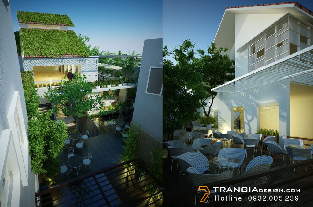 thiết kế cafe sân vườn